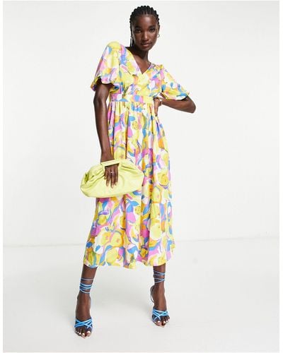 Y.A.S Puff Sleeve Maxi Dress - Multicolour