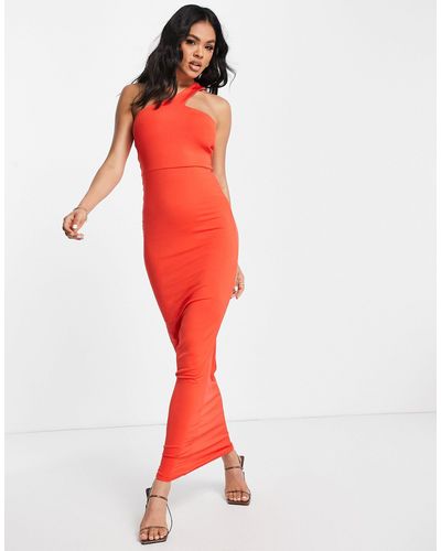 Public Desire Double Layer Slinky Asymmetric Maxi Dress - Red