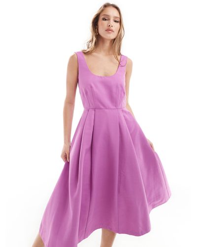 Closet Full Skirt Midi Dress - Purple