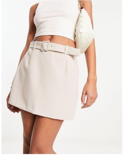 Abercrombie & Fitch Belted Mini Skirt - White