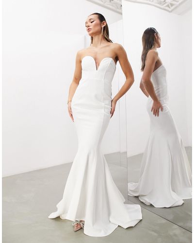 ASOS Etta Crepe Sculpted Bandeau Maxi Wedding Dress In - White