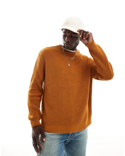 ASOS Oversized Knitted Fisherman Rib Sweater - Orange