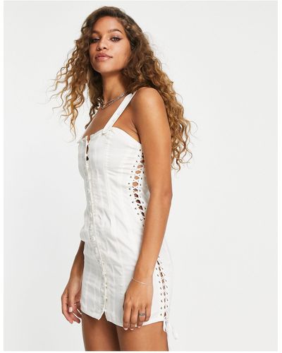 Reclaimed (vintage) Vestido corto estilo corsé - Blanco