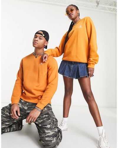 Converse Uniseks Sweatshirt Met Ster En Chevron-logo - Oranje