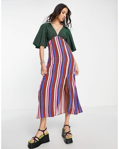 Topshop Tall Stripe Mix And Match Mini Dress In Multi for Women