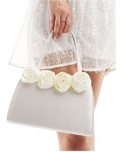 True Decadence Bridal Rose Clutch Bag - White
