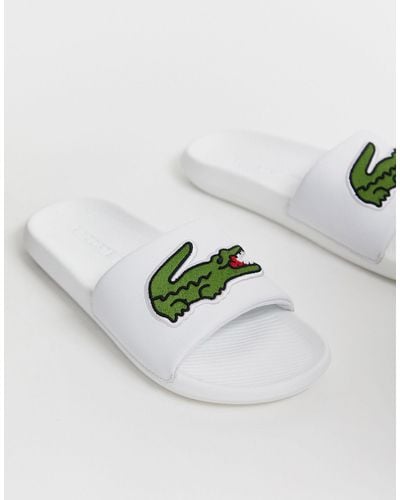 Lacoste Croco Slides With Large Logo - White