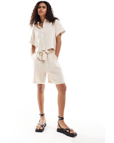 SELECTED Gulia High Waist Linen Blend Shorts Co-ord - White