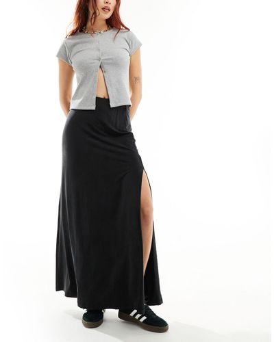 & Other Stories Fluid Jersey Maxi Skirt With Side Split - Black