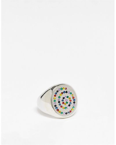 Reclaimed (vintage) Inspired - Uniseks Ring Met Kolkend Motief - Metallic