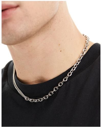 ASOS Waterproof Stainless Steel Mixed Chain Necklace - Black