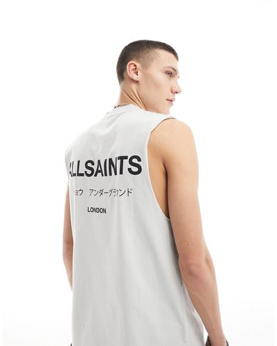 AllSaints Camiseta gris extragrande underground exclusiva en asos - Blanco