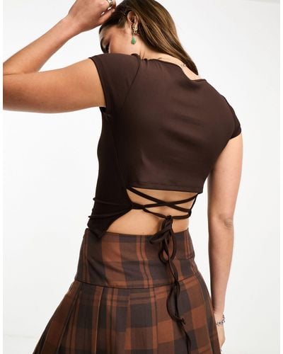 Cotton On Cotton On Tie Detail Backless Crop Top - Brown