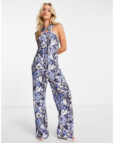 & Other Stories Ring Detail Wide Leg Jumpsuit - Blue