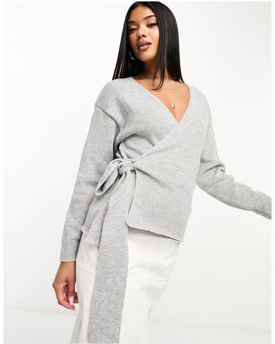 Glamorous Wrap Front Sweater - White
