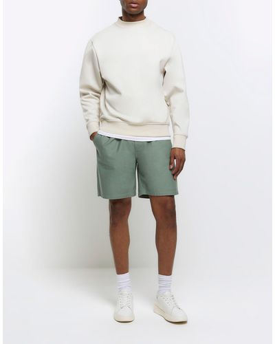 River Island Regular Fit Pull On Shorts - Natural