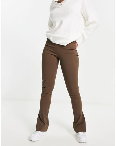 NA-KD X Angelica Blick Split Detail Trousers - Natural