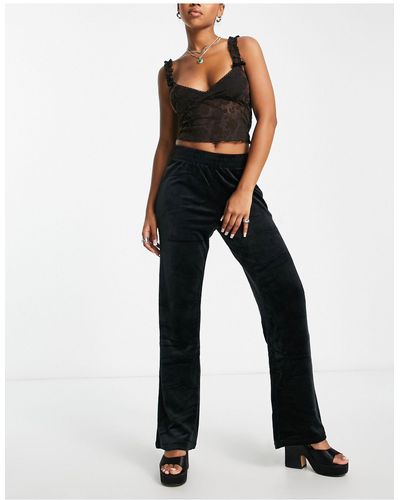 ONLY Velour Flared Trouser Co-ord - Black