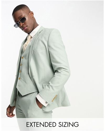 ASOS Super Skinny Linen Mix Suit Jacket - White