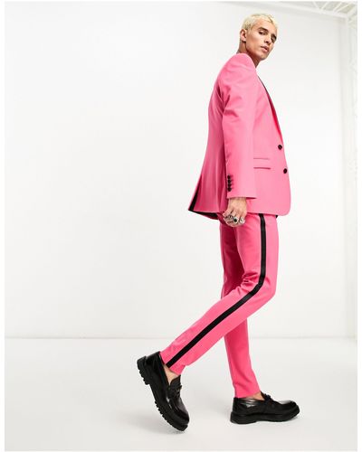 ASOS Super Skinny Tuxedo Suit Trousers - Pink