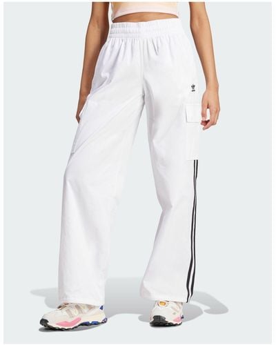 adidas Originals Pantaloni cargo bianchi con 3 strisce - Bianco