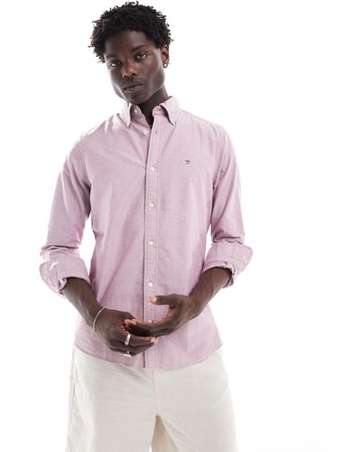 GANT Shield Logo Embroid Slim Fit Oxford Shirt - Pink
