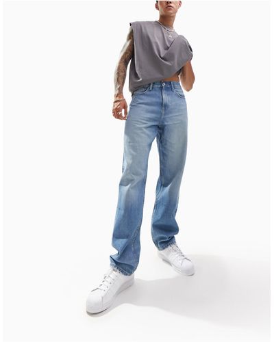 ASOS Cone Mill Denim - Ruimvallende ' American Classic' Jeans Met Mid-wash - Blauw