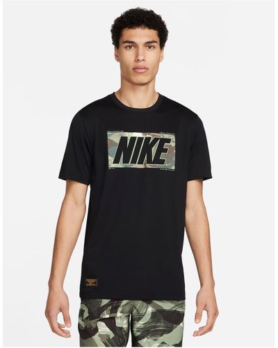 Nike T-shirt à imprimé camouflage - Noir