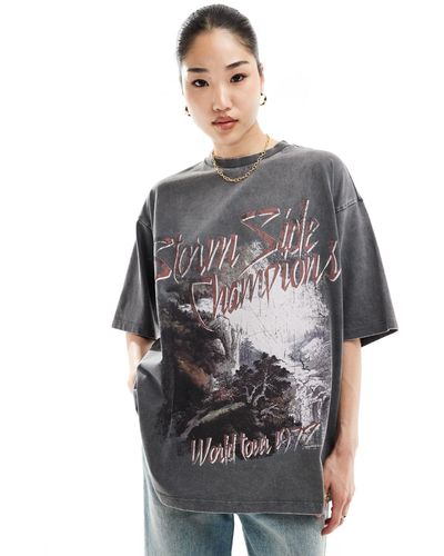ASOS Oversized T-shirt With Rock Graphic - Grey