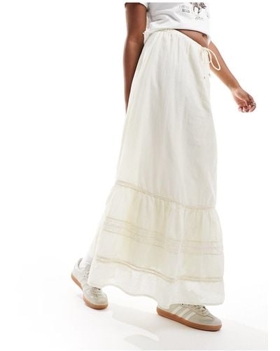 Cotton On Cotton On Maxi Prairie Skirt With Lace Trim Detail - White