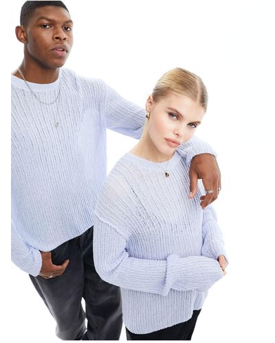 Weekday Unisex Open-knit Sweater - White