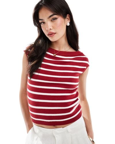 Y.A.S Off The Shoulder Knit Top - Red
