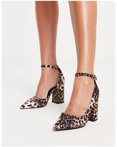 London Rebel Chaussures pointues à talon carré - léopard - Multicolore