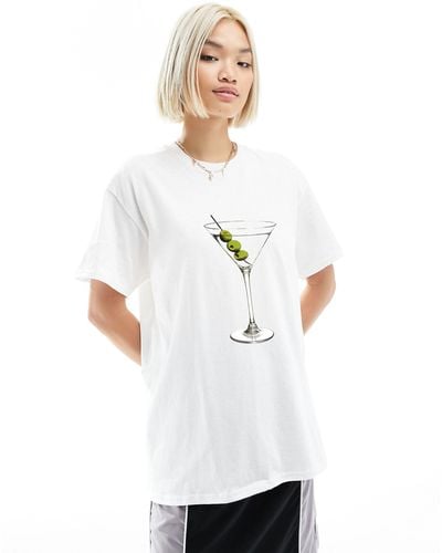 ASOS Oversized T-shirt With Martini Drink Graphic - White