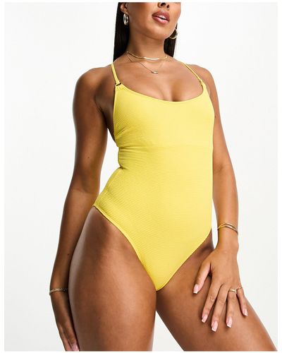 Accessorize Crinkle Scoop Swimsuit - Yellow