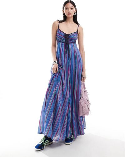 Free People Combo Stripe Maxi Dress - Blue