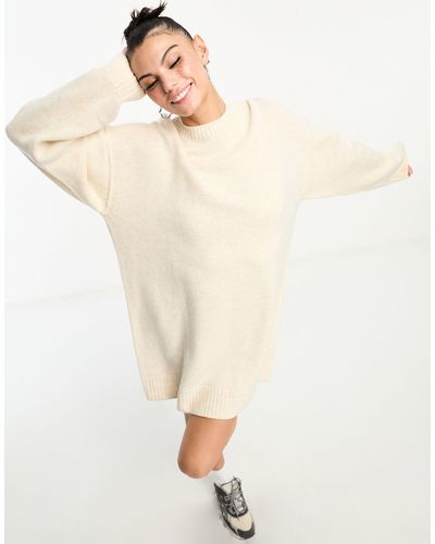 Weekday Eloise Wool Oversized Mini Sweater Dress - Natural