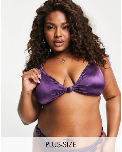 South Beach Exclusive Knot Triangle Bikini Top - Purple