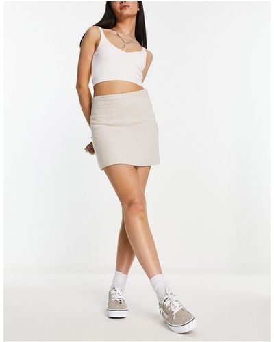 Weekday Millie Linen Mix Mini Skirt - White