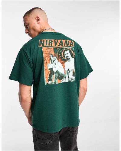 Pull&Bear X Nirvana - T-shirt Met Print - Groen