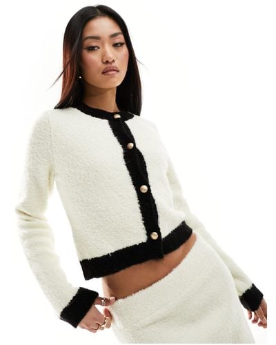 ASOS Knitted Boucle Button Front Cardigan - White