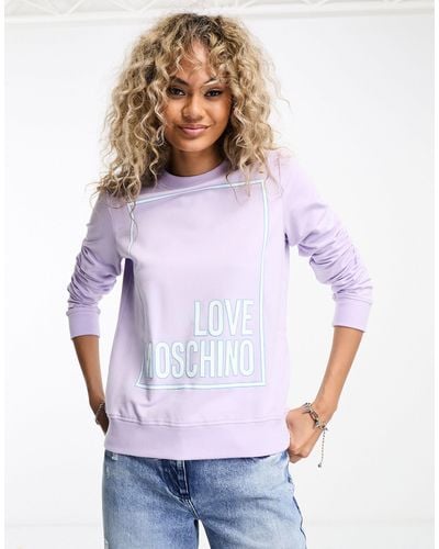 Love Moschino Sweat avec logo encadré - lilas - Blanc