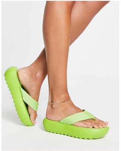 Public Desire Cia Chunky Toe Post Sandals - Green