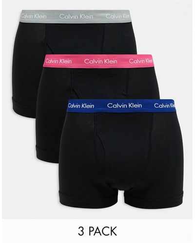 Calvin Klein – 3er-pack feuchtigkeitsableitende, figurbetonte boxershorts aus baumwollstretch - Schwarz