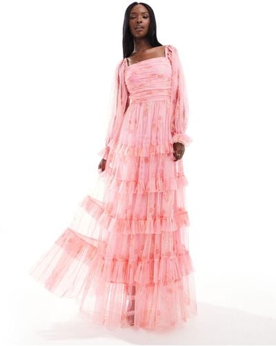 LACE & BEADS – maxikleid - Pink