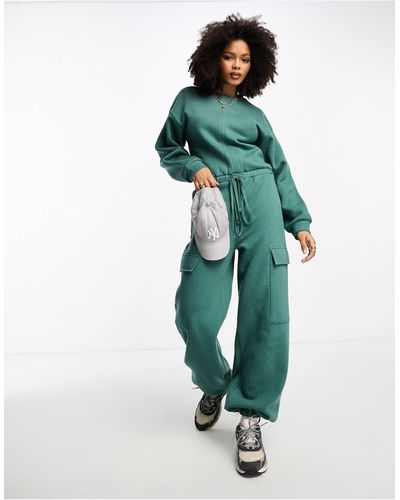 ASOS Oversized Sweat Jumpsuit With Pockets - Green
