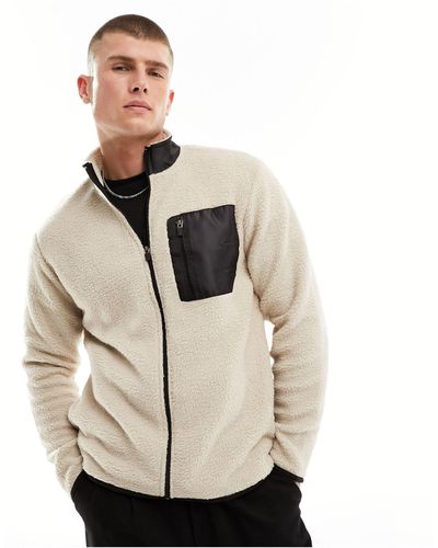 Only & Sons Pile beige con zip - Bianco