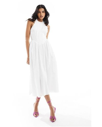 Bardot Poplin Midi Dress - White