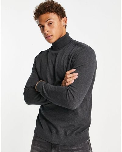 SELECTED Knitted Roll Neck Sweater - Grey