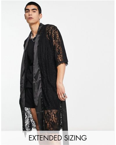 ASOS – morgenmantel aus spitze - Schwarz